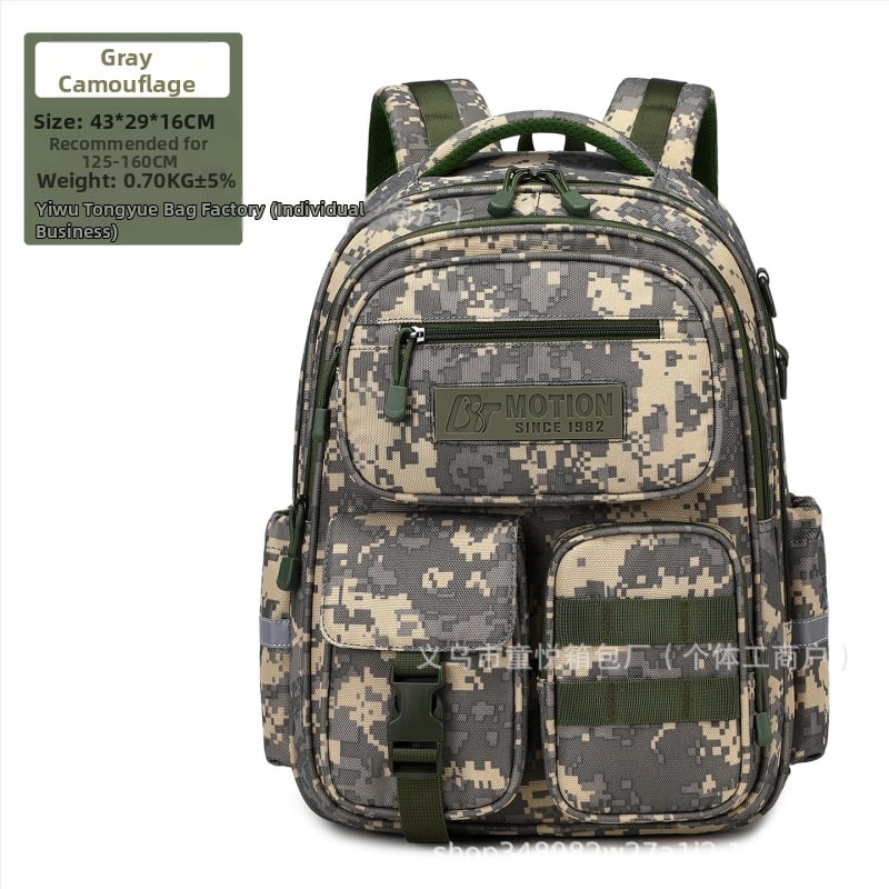 Καμουφλαρισμένο σακίδιο Oxford για Γυμνάσιο και Κολέγιο – Μεγάλη χωρητικότητα, ελαφρύ, ανθεκτικό στη φθορά, ανακλαστικά για νυχτερινή ασφάλεια