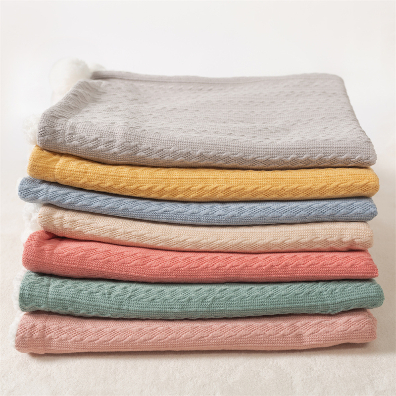 KELE pokrivač za bacanje, poliesterski jacquard pleteni s fleece podstavom i tekstnim vezom, za bebe i djecu 1–3 godine, zima–jesen