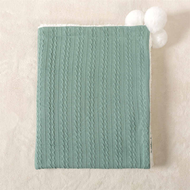 KELE pokrivač za bacanje, poliesterski jacquard pleteni s fleece podstavom i tekstnim vezom, za bebe i djecu 1–3 godine, zima–jesen