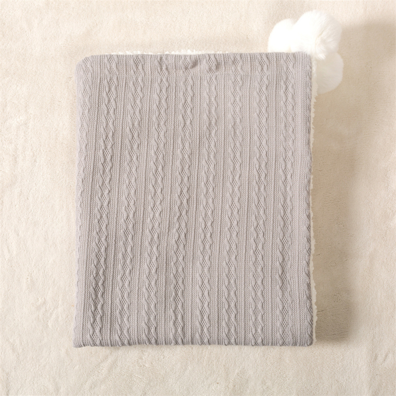 KELE pokrivač za bacanje, poliesterski jacquard pleteni s fleece podstavom i tekstnim vezom, za bebe i djecu 1–3 godine, zima–jesen