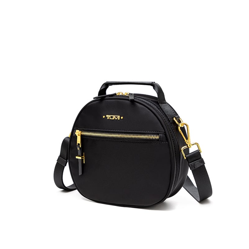 Γυναικεία τσάντα χιαστί με ανάγλυτο δέρμα, μικρού κυκλικού σχήματος, με φερμουάρ, αποσπώμενο ιμάντα, θήκη τηλεφώνου