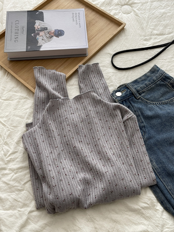 Tricou tricotat pentru femei cu model floral și patchwork dantelat, guler înalt, mâneci lungi, croială Slim