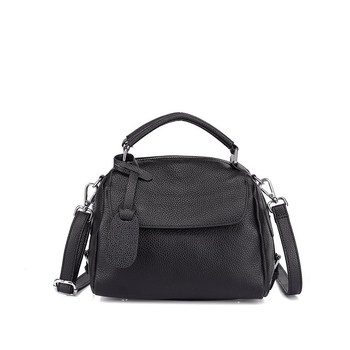 Geantă Boston din piele naturală, formă de pernă, strat superior de piele de vită, fermoar