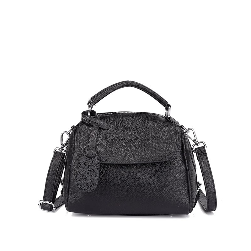 Geantă Boston din piele naturală, formă de pernă, strat superior de piele de vită, fermoar