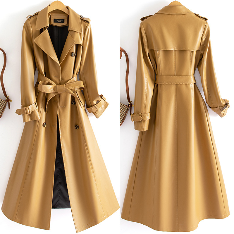 Emanko jachetă din piele artificială pentru femei, croială slim, mâneci lungi, guler tip sacou, închidere cu trei nasturi