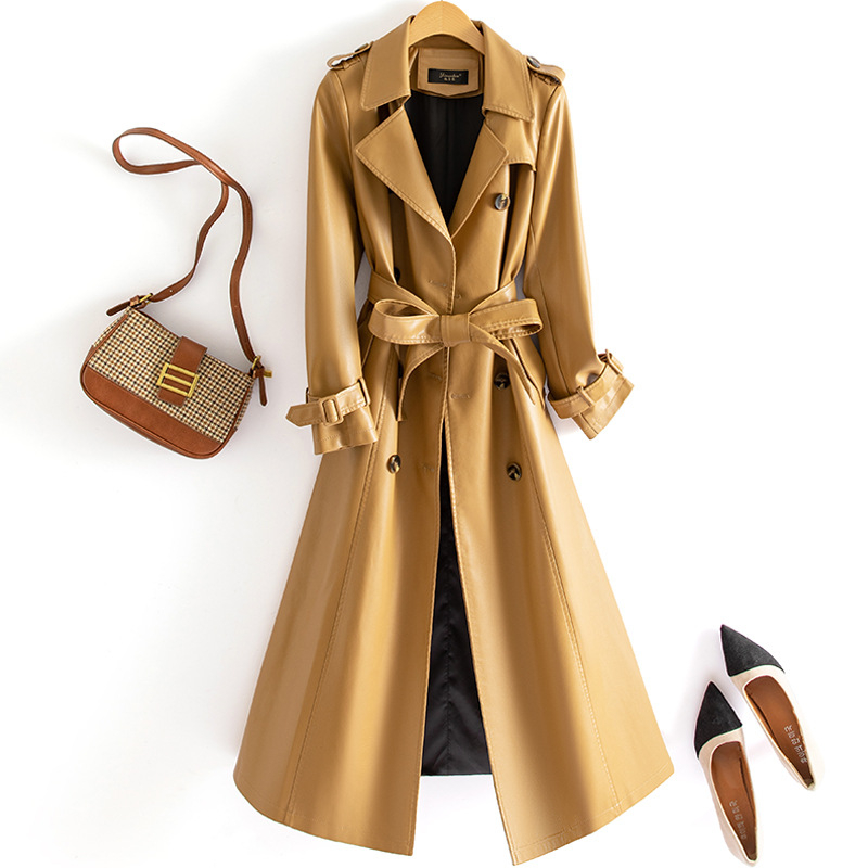 Emanko jachetă din piele artificială pentru femei, croială slim, mâneci lungi, guler tip sacou, închidere cu trei nasturi