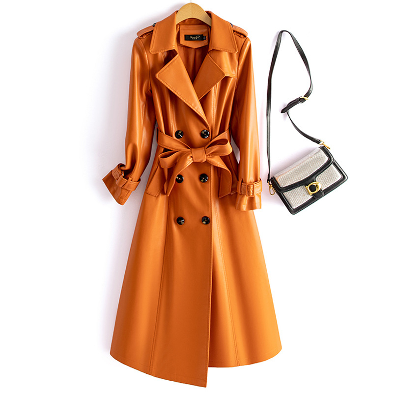 Emanko jachetă din piele artificială pentru femei, croială slim, mâneci lungi, guler tip sacou, închidere cu trei nasturi