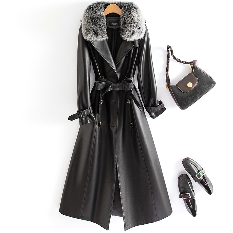 Emanko jachetă din piele artificială pentru femei, croială slim, mâneci lungi, guler tip sacou, închidere cu trei nasturi