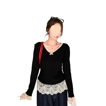 NORNS GIRL tricou din modal cu guler înalt, mâneci lungi, model abstract, croială în linie A