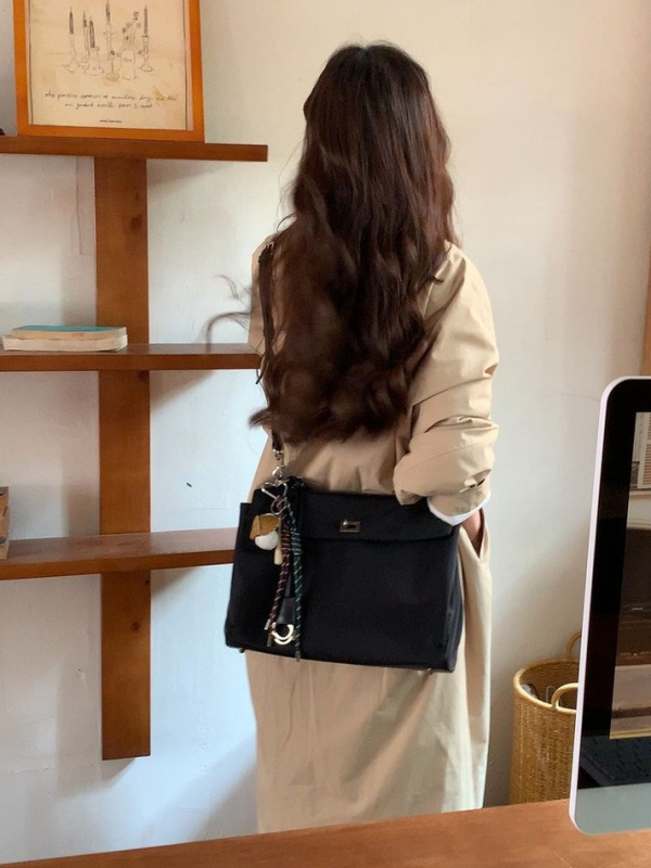 Shang Ruya Kelly Tote torba od Oxford platna — vodoravni kvadratni oblik, unutarnja džep s preklopom, zatvarač