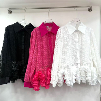 Damski čipkasti top-kardigan s patchwork detaljima, dugi rukavi, elegantan jesenski dizajn, poliester