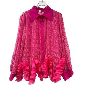 Damski čipkasti top-kardigan s patchwork detaljima, dugi rukavi, elegantan jesenski dizajn, poliester