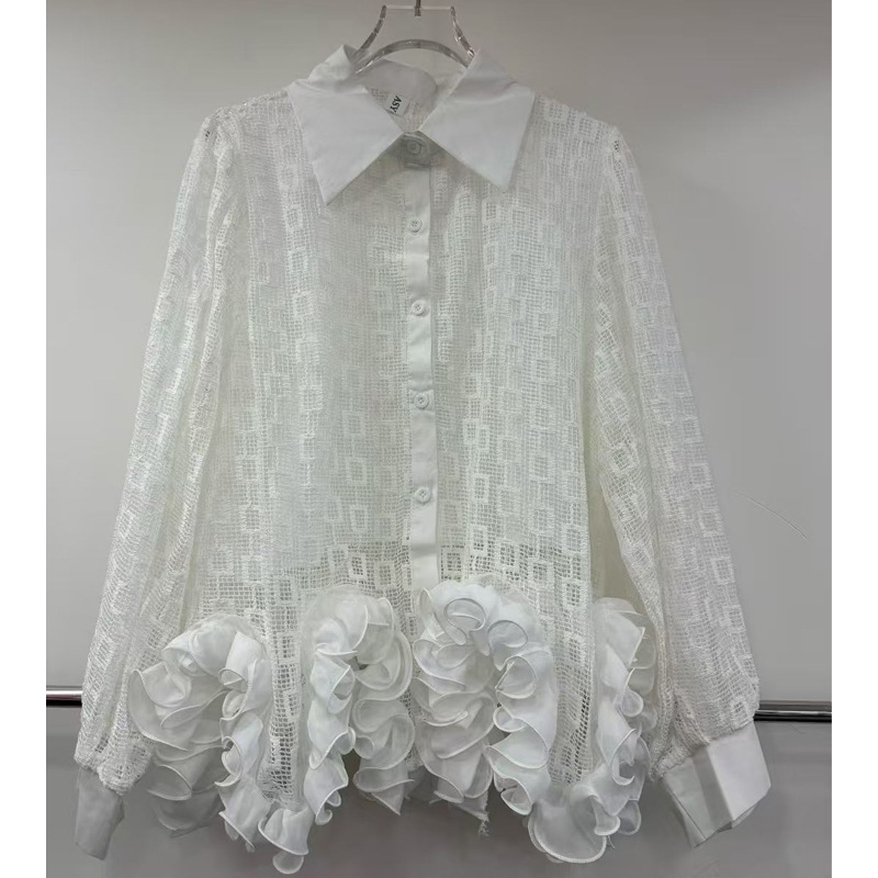 Damski čipkasti top-kardigan s patchwork detaljima, dugi rukavi, elegantan jesenski dizajn, poliester