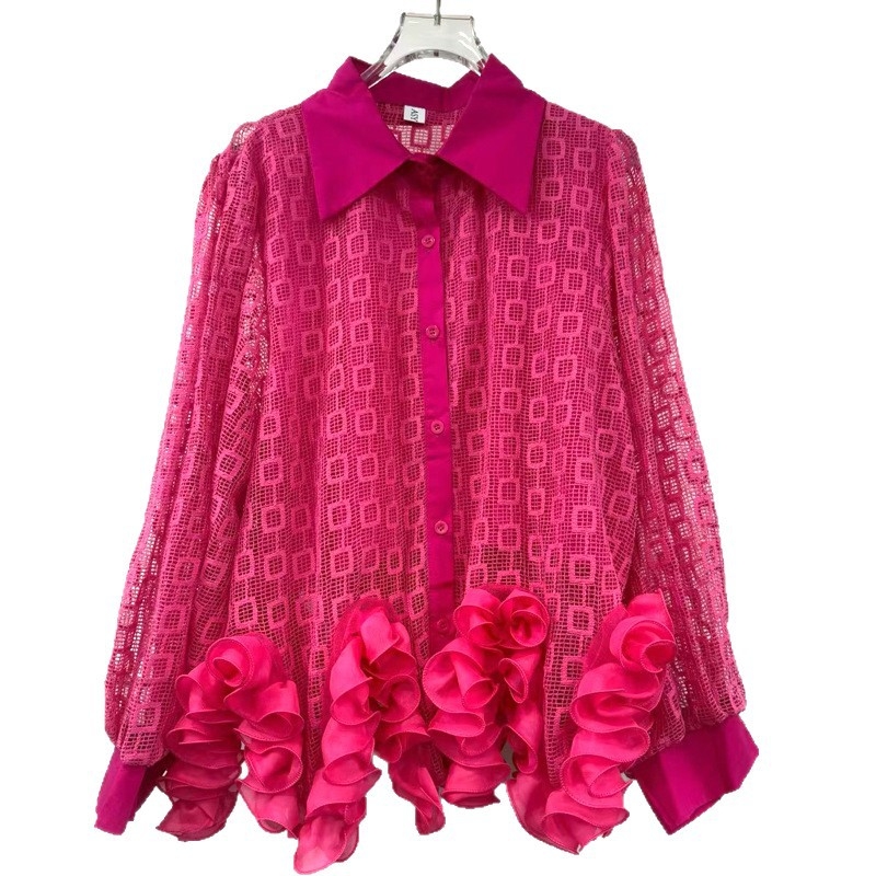 Damski čipkasti top-kardigan s patchwork detaljima, dugi rukavi, elegantan jesenski dizajn, poliester