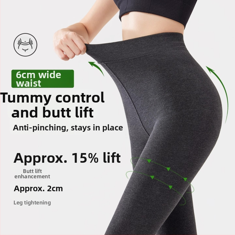 Plus-size pamučne legice s fleec podstavom, tople i udobne, kontrola trbuha i oblikovanje tijela, jednobojni uzorak