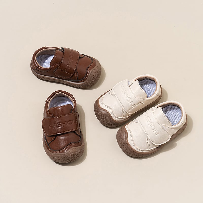 Unisex mekane PU kožne papučice za bebe s zaštitom protiv kikanja, Velcro zatvaranje, TPE potplat, niski vrh, za dob 6–36 mjeseci, korejski stil, proljeće 2025