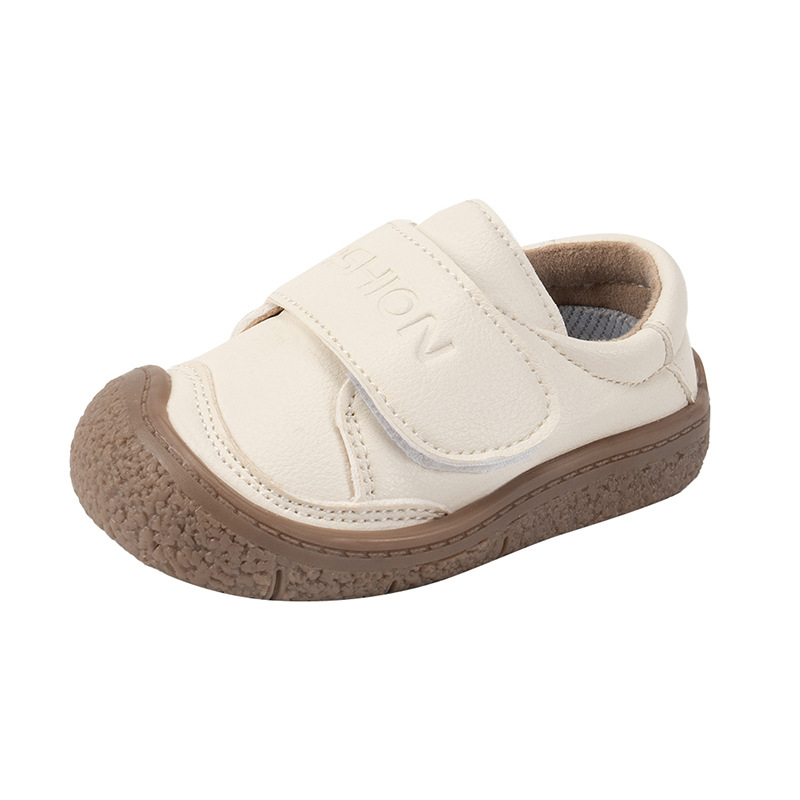 Unisex mekane PU kožne papučice za bebe s zaštitom protiv kikanja, Velcro zatvaranje, TPE potplat, niski vrh, za dob 6–36 mjeseci, korejski stil, proljeće 2025