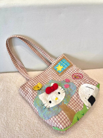 Geantă tote din pânză cu patchwork color-block, stil cross-border, capacitate mare, pentru femei, vara 2025