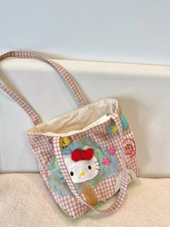 Geantă tote din pânză cu patchwork color-block, stil cross-border, capacitate mare, pentru femei, vara 2025
