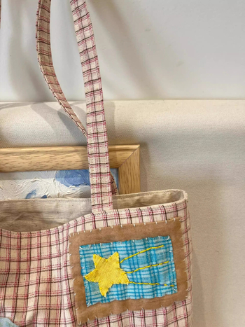 Geantă tote din pânză cu patchwork color-block, stil cross-border, capacitate mare, pentru femei, vara 2025