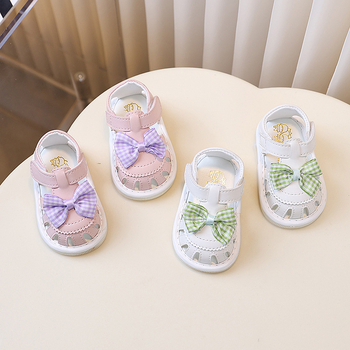 Pantofi de bebeluș în stil prințesă, partea superioară din piele artificială, închidere Velcro, vară-primăvară, pentru 6-12 luni, talpă cu un singur strat