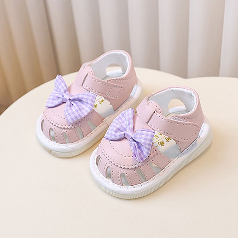 Pantofi de bebeluș în stil prințesă, partea superioară din piele artificială, închidere Velcro, vară-primăvară, pentru 6-12 luni, talpă cu un singur strat