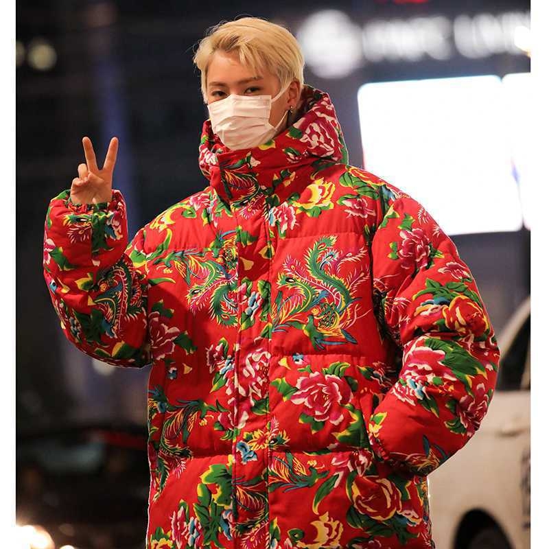 Ανδρικό παλτό με γέμισμα από βαμβάκι, παχύ για τον χειμώνα, κλείσιμο με φερμουάρ, χωρίς κουκούλα, ύφασμα μίξης πολυεστέρα