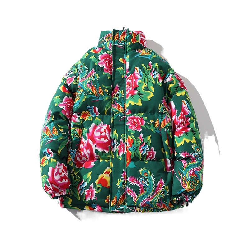 Ανδρικό παλτό με γέμισμα από βαμβάκι, παχύ για τον χειμώνα, κλείσιμο με φερμουάρ, χωρίς κουκούλα, ύφασμα μίξης πολυεστέρα