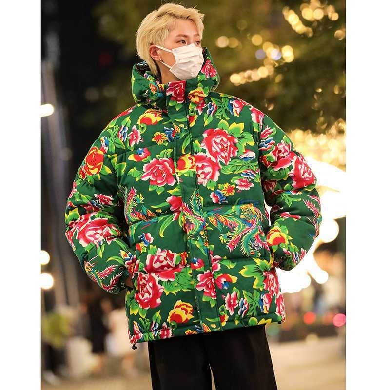 Ανδρικό παλτό με γέμισμα από βαμβάκι, παχύ για τον χειμώνα, κλείσιμο με φερμουάρ, χωρίς κουκούλα, ύφασμα μίξης πολυεστέρα