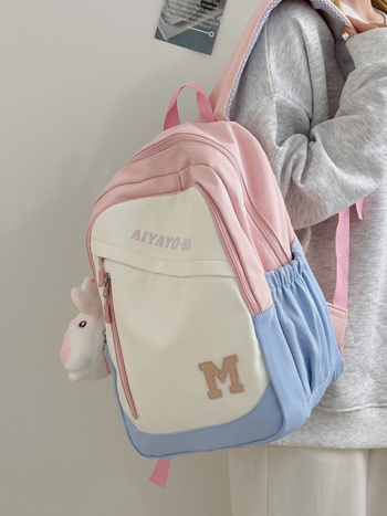 Τσάντα πλάτης για μαθητές γυμνασίου και κολλεγίου, νάιλον ανθεκτικό στη φθορά, μεγάλη χωρητικότητα, σχέδιο με γράμματα, επένδυση πολυεστέρα, Φθινοπωρινή έκδοση 2025