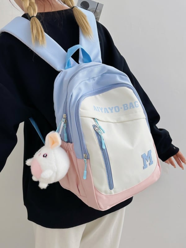 Τσάντα πλάτης για μαθητές γυμνασίου και κολλεγίου, νάιλον ανθεκτικό στη φθορά, μεγάλη χωρητικότητα, σχέδιο με γράμματα, επένδυση πολυεστέρα, Φθινοπωρινή έκδοση 2025