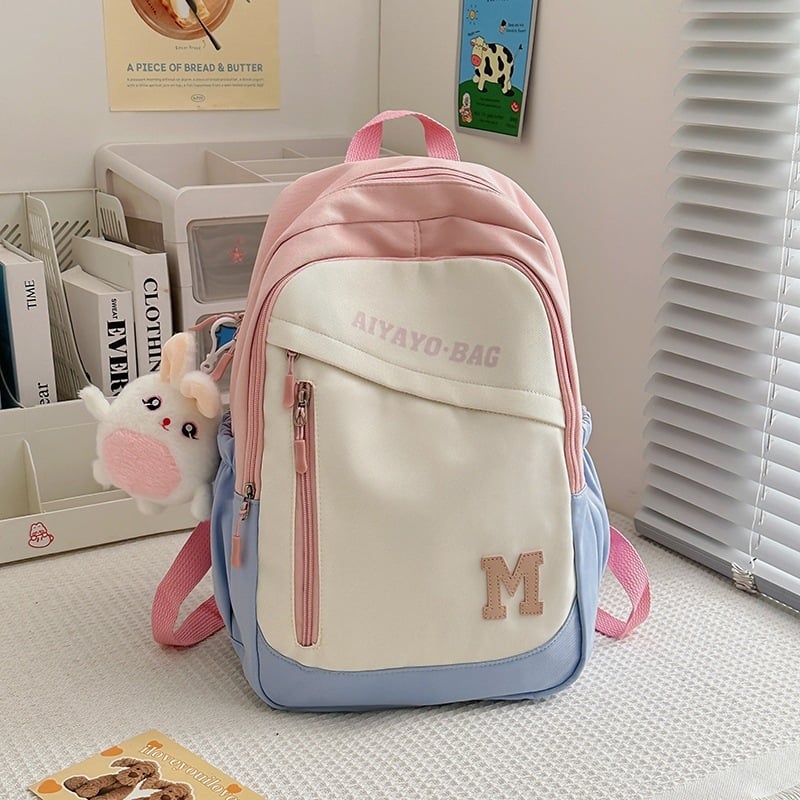 Τσάντα πλάτης για μαθητές γυμνασίου και κολλεγίου, νάιλον ανθεκτικό στη φθορά, μεγάλη χωρητικότητα, σχέδιο με γράμματα, επένδυση πολυεστέρα, Φθινοπωρινή έκδοση 2025