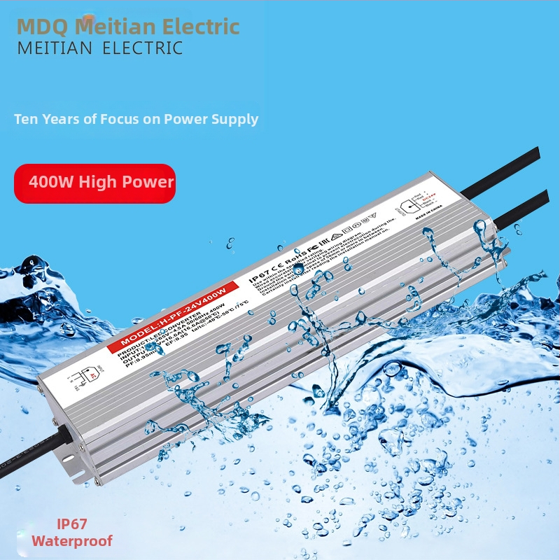 Vodotesné prepínacie napájanie 24V 400W IP68, vysoké PF, široký vstup, účinnosť 95%