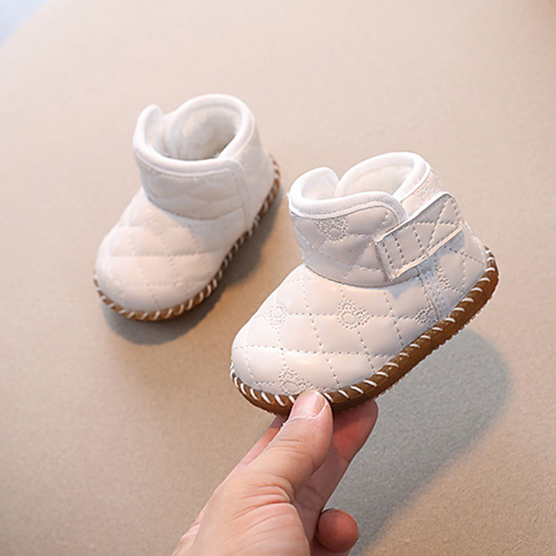 Ghete de zăpadă pentru copii, 12–36 luni, din piele sintetică pe partea superioară, înalte, înălțime medie a tubului