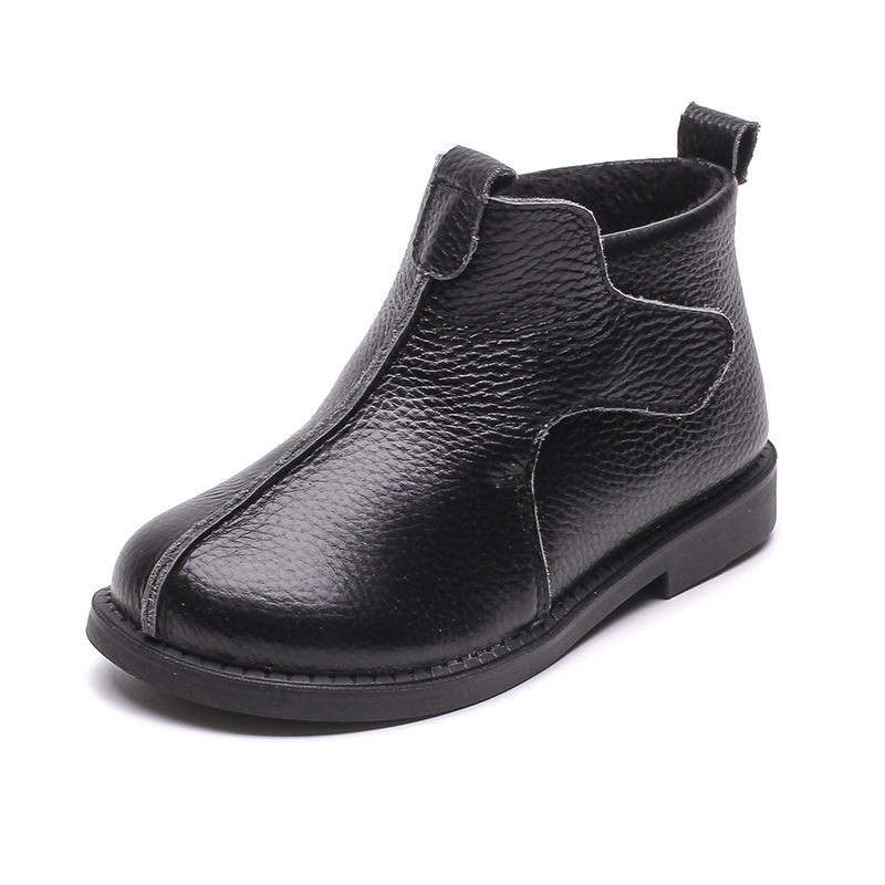 Dječje čizme od prave kože s fleec podrškom, zatvaranje Velcro, vodootporna gumena potplat, protuklizna, niski kroj, unisex