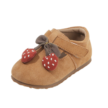Kožne cipelice za učenje hodanja za bebe, unisex, gornji dio od telećeg nubuka, protuklizne, s Velcro kopčom, niski kroj, crtani stil, za 12–36 mjeseci