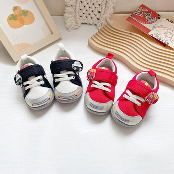 Pantofi pentru copii mici, unisex, stil japonez, partea superioară din pânză, închidere Velcro, talpă moale antiderapant, respirabili, talpă joasă, pentru 12–36 luni și 24–48 luni