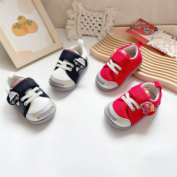 Pantofi pentru copii mici, unisex, stil japonez, partea superioară din pânză, închidere Velcro, talpă moale antiderapant, respirabili, talpă joasă, pentru 12–36 luni și 24–48 luni