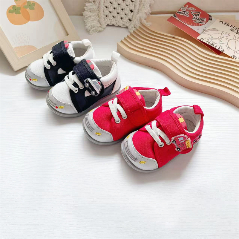 Pantofi pentru copii mici, unisex, stil japonez, partea superioară din pânză, închidere Velcro, talpă moale antiderapant, respirabili, talpă joasă, pentru 12–36 luni și 24–48 luni