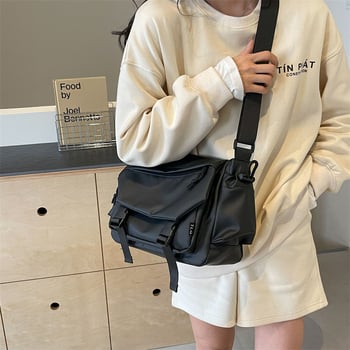 Unisex crossbody torba – Oxford materijal, zatvaranje na šnuru, horizontalni kvadratni oblik, unutarnja pretinica za mobitel, poliester podstava