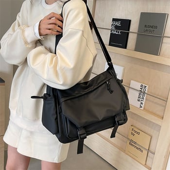 Unisex crossbody torba – Oxford materijal, zatvaranje na šnuru, horizontalni kvadratni oblik, unutarnja pretinica za mobitel, poliester podstava