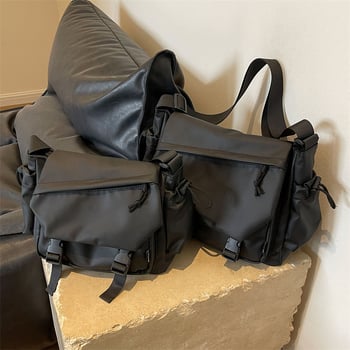 Unisex crossbody torba – Oxford materijal, zatvaranje na šnuru, horizontalni kvadratni oblik, unutarnja pretinica za mobitel, poliester podstava