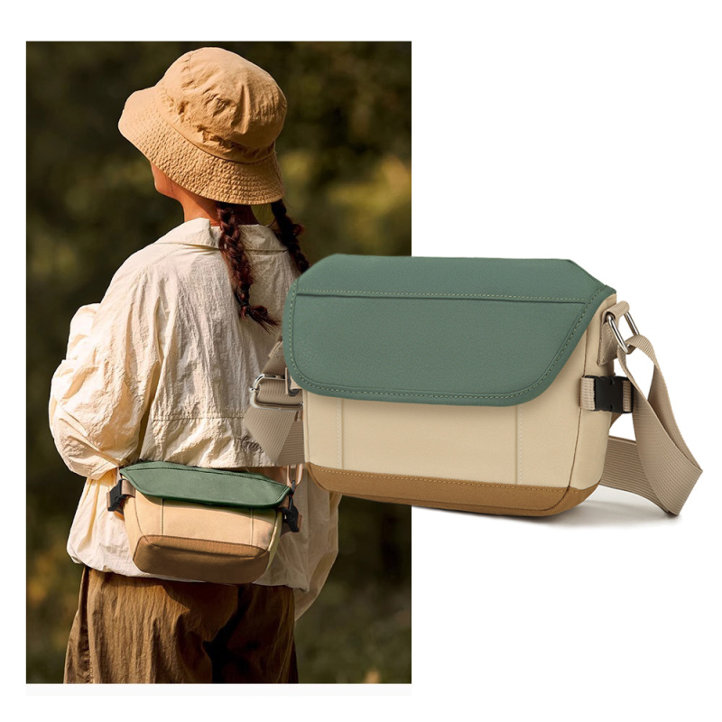 Urban minimalistička crossbody torba od Oxford platna, horizontalnog kvadratnog oblika, s poklopcem zatvaranja, unutarnji džepovi: zip džep, džep za mobitel i džep za identifikacijsku karticu