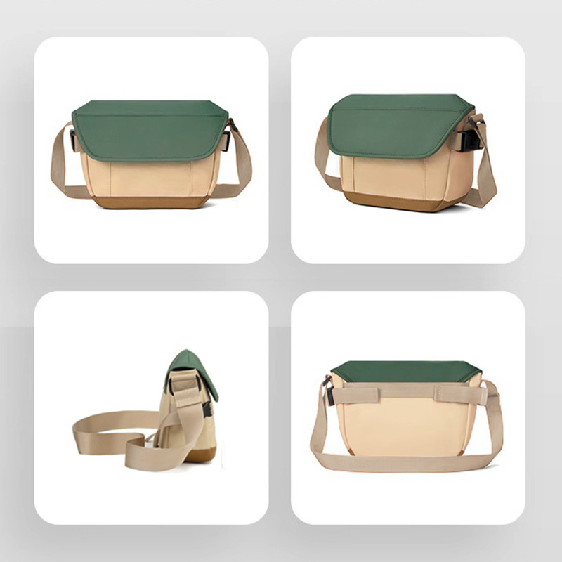 Urban minimalistička crossbody torba od Oxford platna, horizontalnog kvadratnog oblika, s poklopcem zatvaranja, unutarnji džepovi: zip džep, džep za mobitel i džep za identifikacijsku karticu