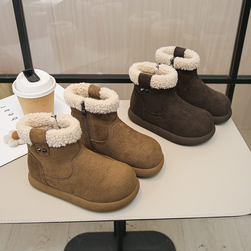 Djevojčice snježne čizme od umjetne kože; srednje visoko grlo; bočni zatvarač; PU uložak; PU potplat (Brand Bendi)