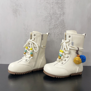 Dječje modne čizme do sredine potkoljenice, sintetički gornji dio, bočni zatvarač, gumeni potplat, jednobojni uzorak