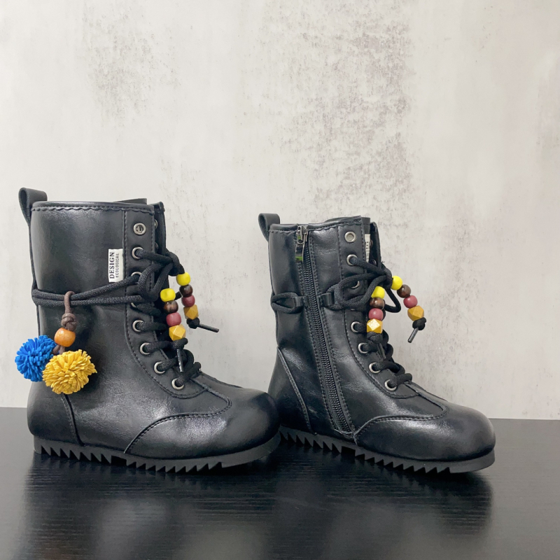 Dječje modne čizme do sredine potkoljenice, sintetički gornji dio, bočni zatvarač, gumeni potplat, jednobojni uzorak