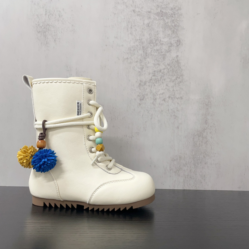 Dječje modne čizme do sredine potkoljenice, sintetički gornji dio, bočni zatvarač, gumeni potplat, jednobojni uzorak