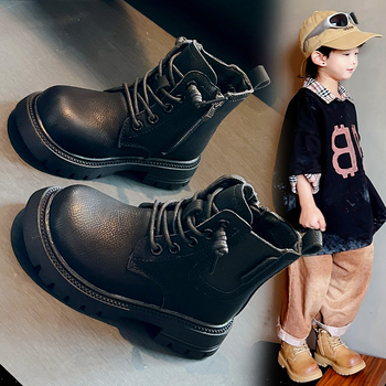 Dječje Martin čizme – Unisex, britanski stil, s prednjim vezivanjem, srednja visina čizme, gornji dio od sintetičke kože