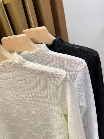 Ženska čipkasta baza bluza s polu-visokim ovratnikom, dugi rukavi, jesen-zima, elegantan gradski stil